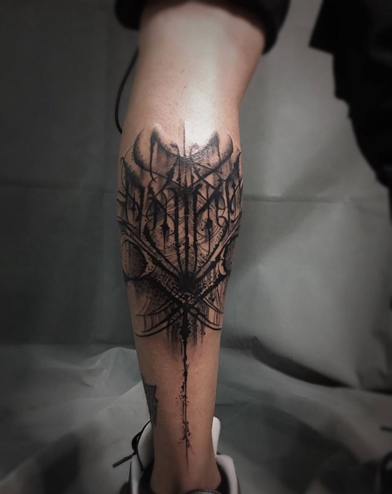 客人自带纹身图片_腿部图腾花体字纹身图案