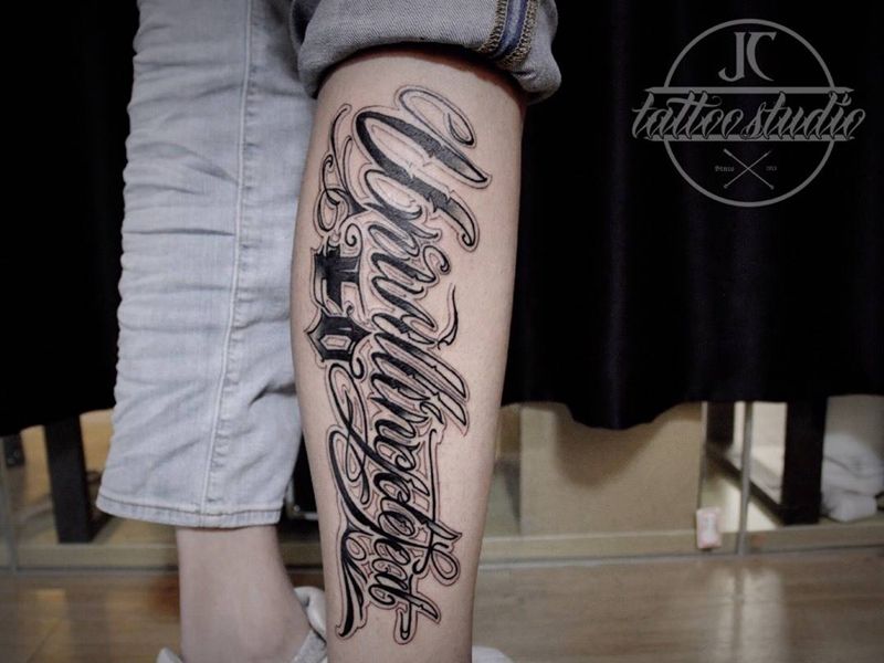 奇卡諾纹身图片_奇卡诺成品脚部腿部欧美清新字符原创纹身图案