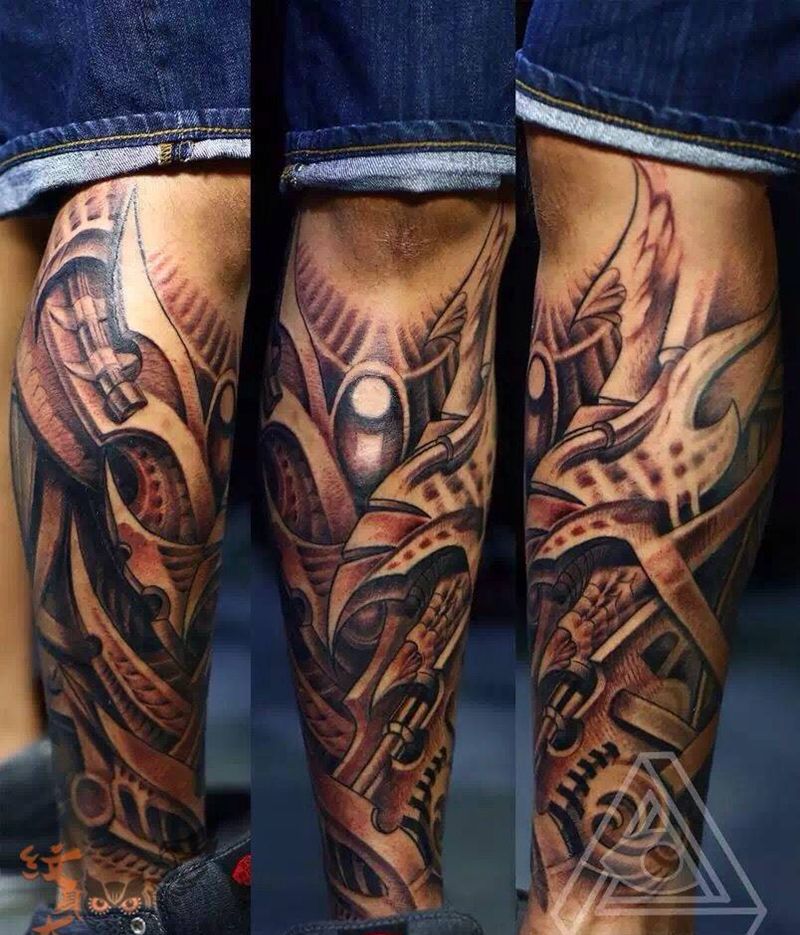 深化机械.纹身图片_传统欧美腿部脚部手部手臂纹身图案