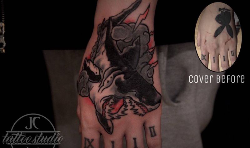 oldschool鯊魚纹身图片_成品手部手臂背部臀部欧美传统动物鲨鱼纹身图案