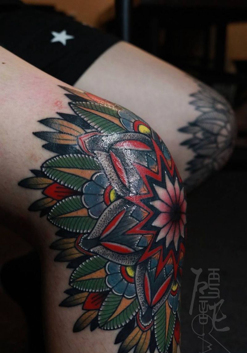 曼陀罗纹身图片_几何欧美传统手臂背部手稿脚部腿部纹身图案