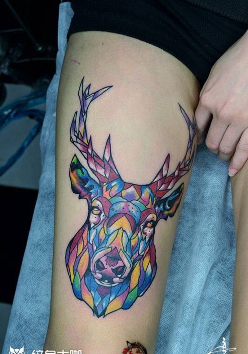 #鹿##广州花都黥刺青工作室#纹身图片