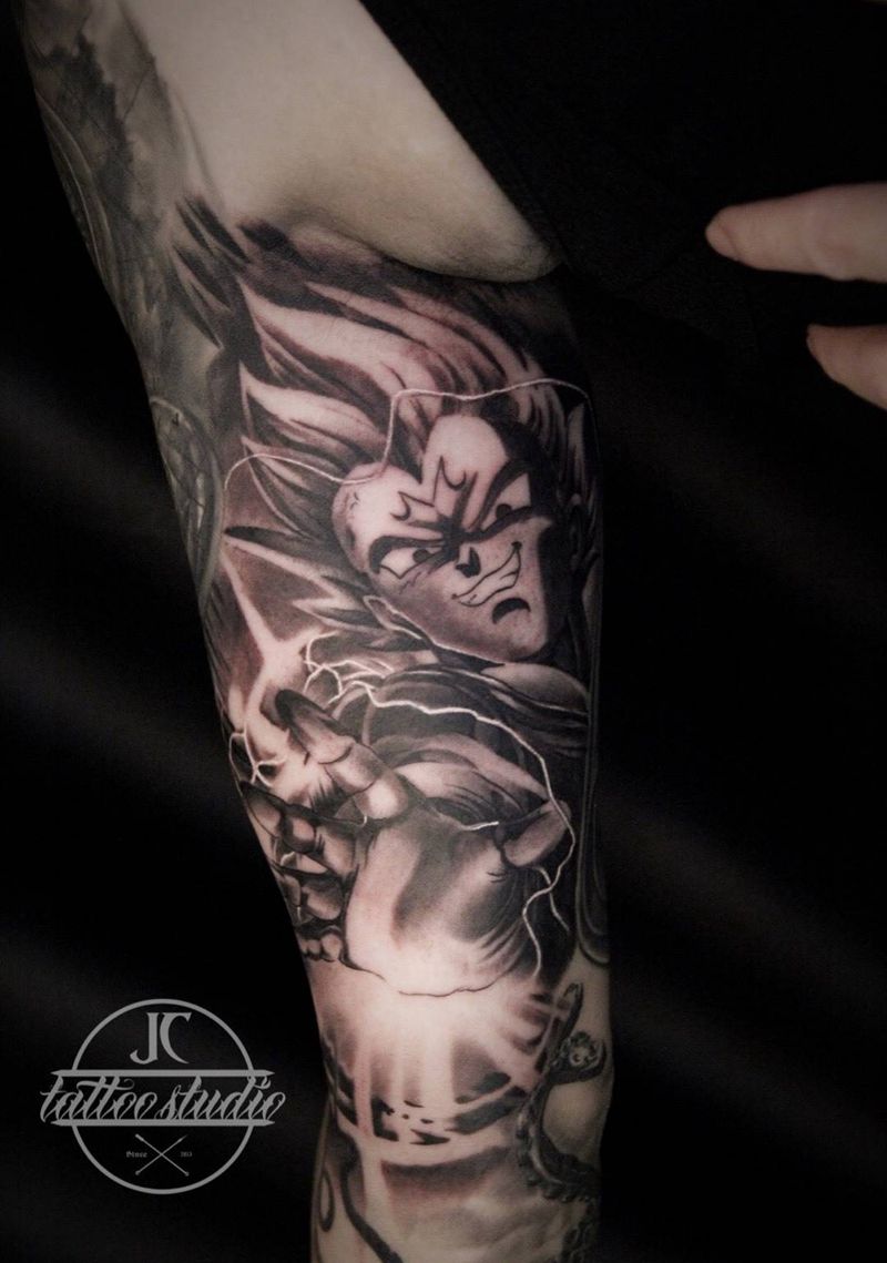 龟波气功纹身图片_手臂手部欧美写实纹身图案