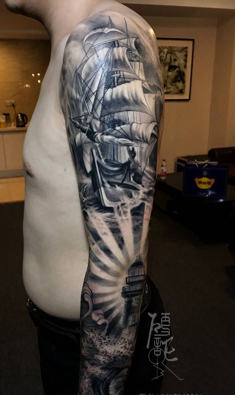 欧美花臂纹身图片_手臂手部欧美写实纹身图案