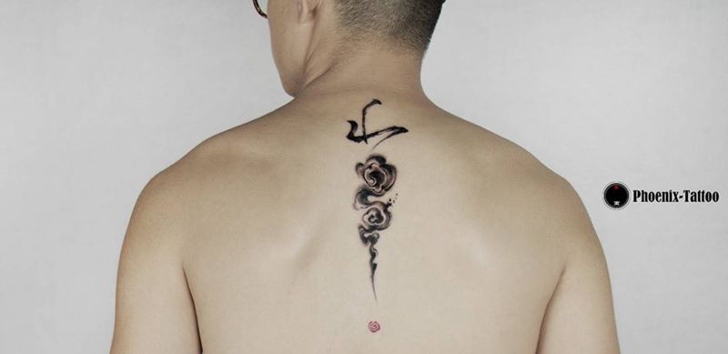 水墨纹身图片_背部国画原创纹身图案