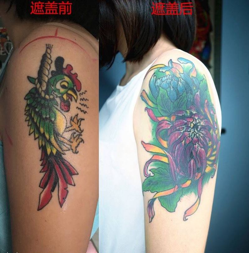 遮盖作品纹身图片_成品手臂欧美植物纹身图案