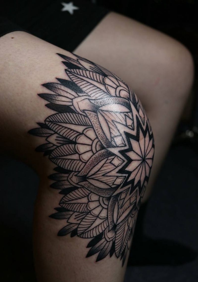 曼陀罗纹身图片_几何欧美清新习俗写实手臂腹部腿部脚部纹身图案