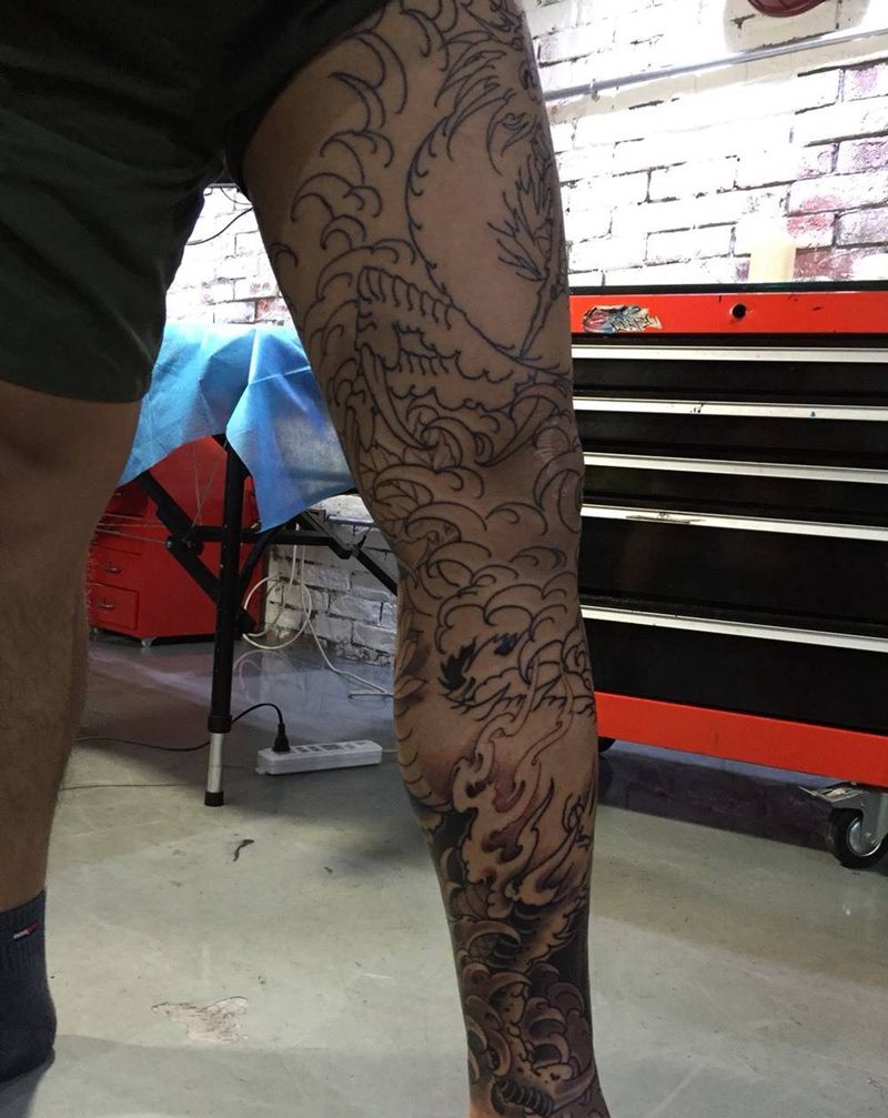 龙纹身图片_传统腿部背部手臂手部脚部纹身图案