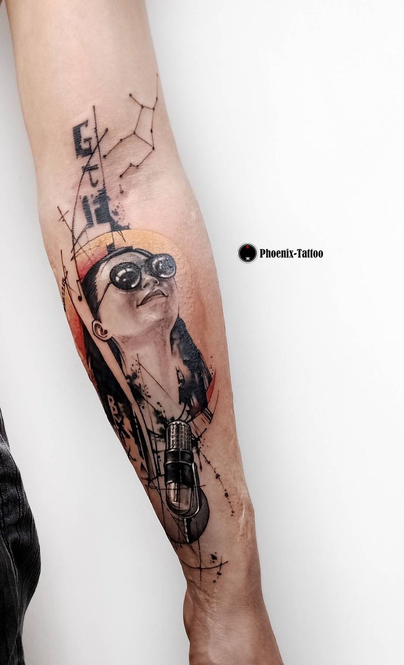 人像纹身图片_成品插画手稿手臂手部清新写实肖像人物情侣纹身图案