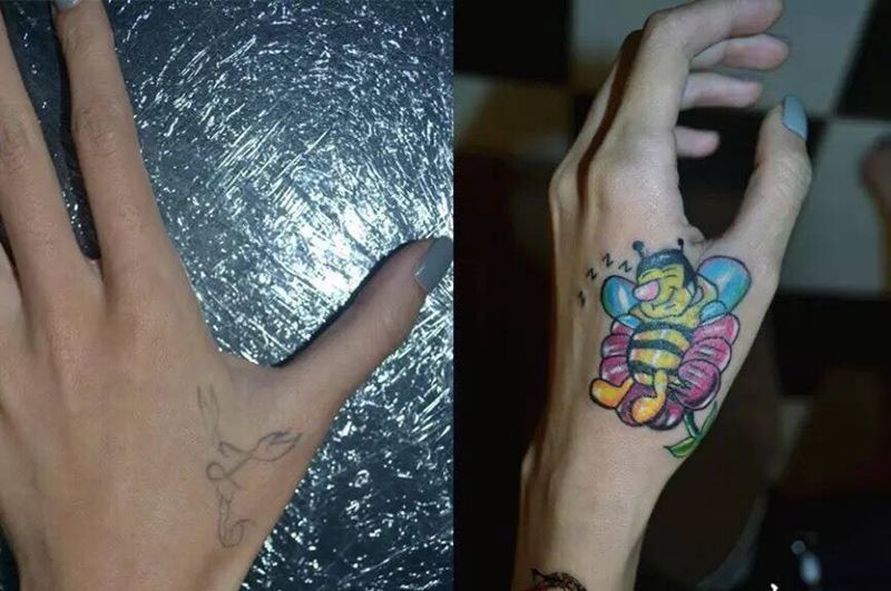 #遮盖作品#可爱的小蜜蜂纹身图片