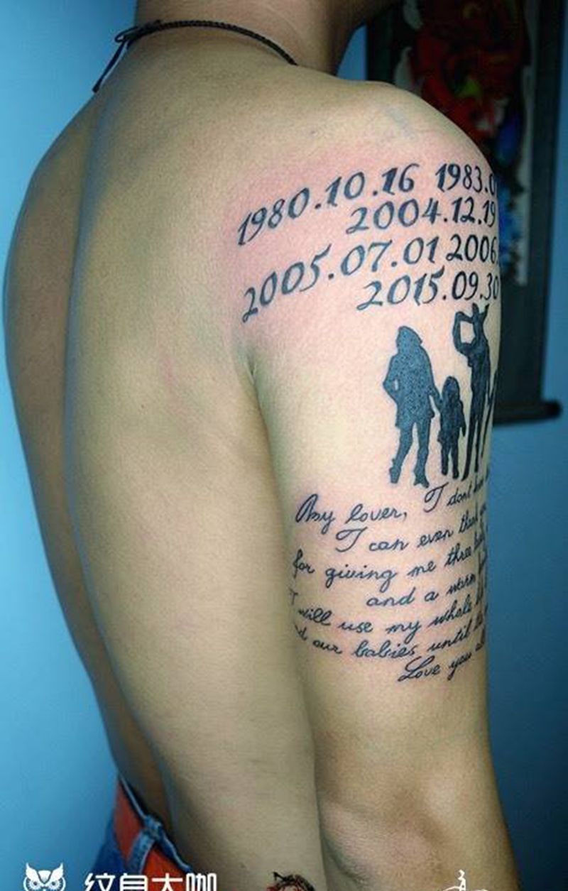 字体作品纹身图片_成品手臂写实字符纹身图案