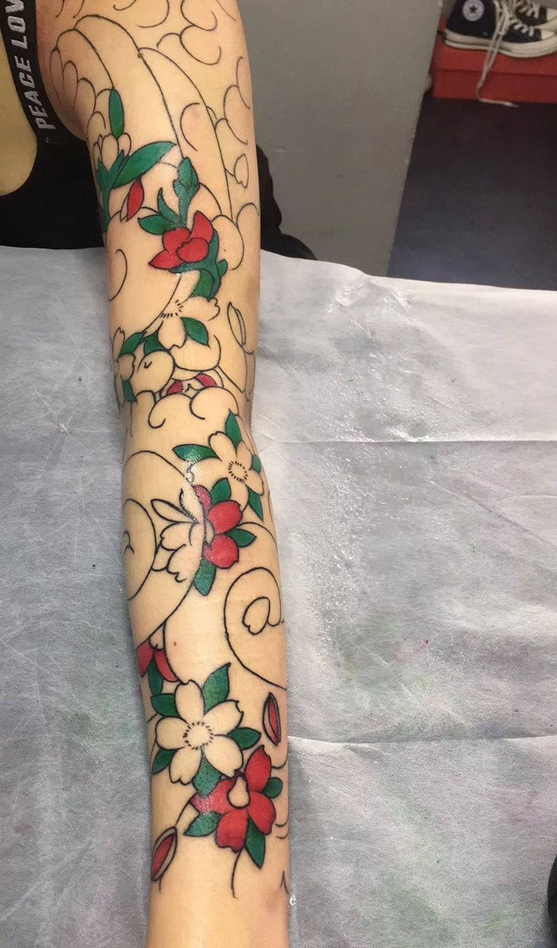 日式花臂 待续纹身图片