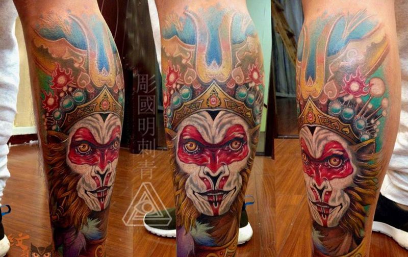 猴王纹身图片_传统腿部手臂背部脚部纹身图案