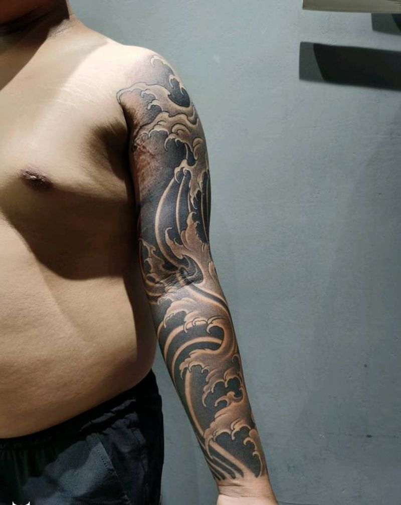 传统花臂纹身图片_手臂新传统纹身图案