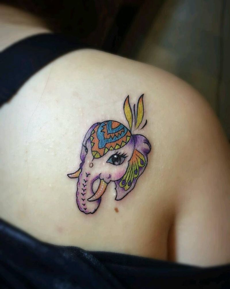 小萌象纹身图片