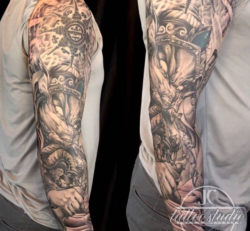 象神纹身图片_成品手部臀部手臂传统习俗写实鬼神宗教象神纹身图案