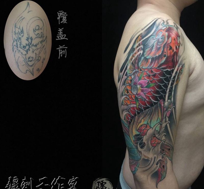 覆蓋纹身图片_成品手臂传统习俗动物纹身图案