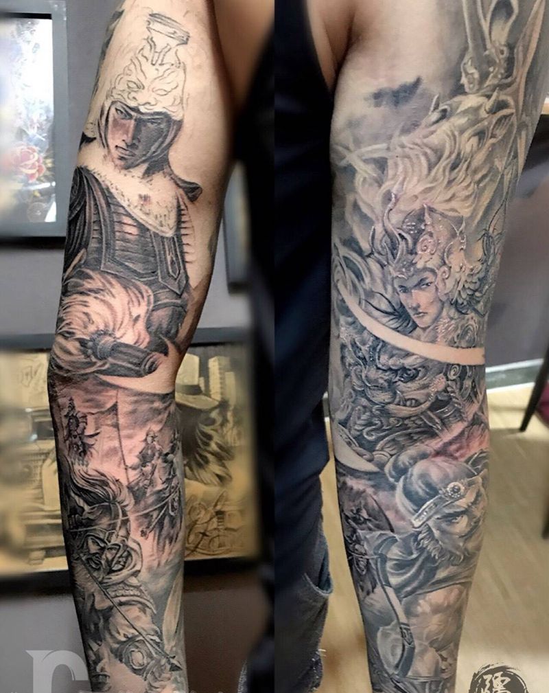 五虎將。。。還欠三份一完成纹身图片_成品手臂手部臀部写实传统肖像人物鬼神纹身图案