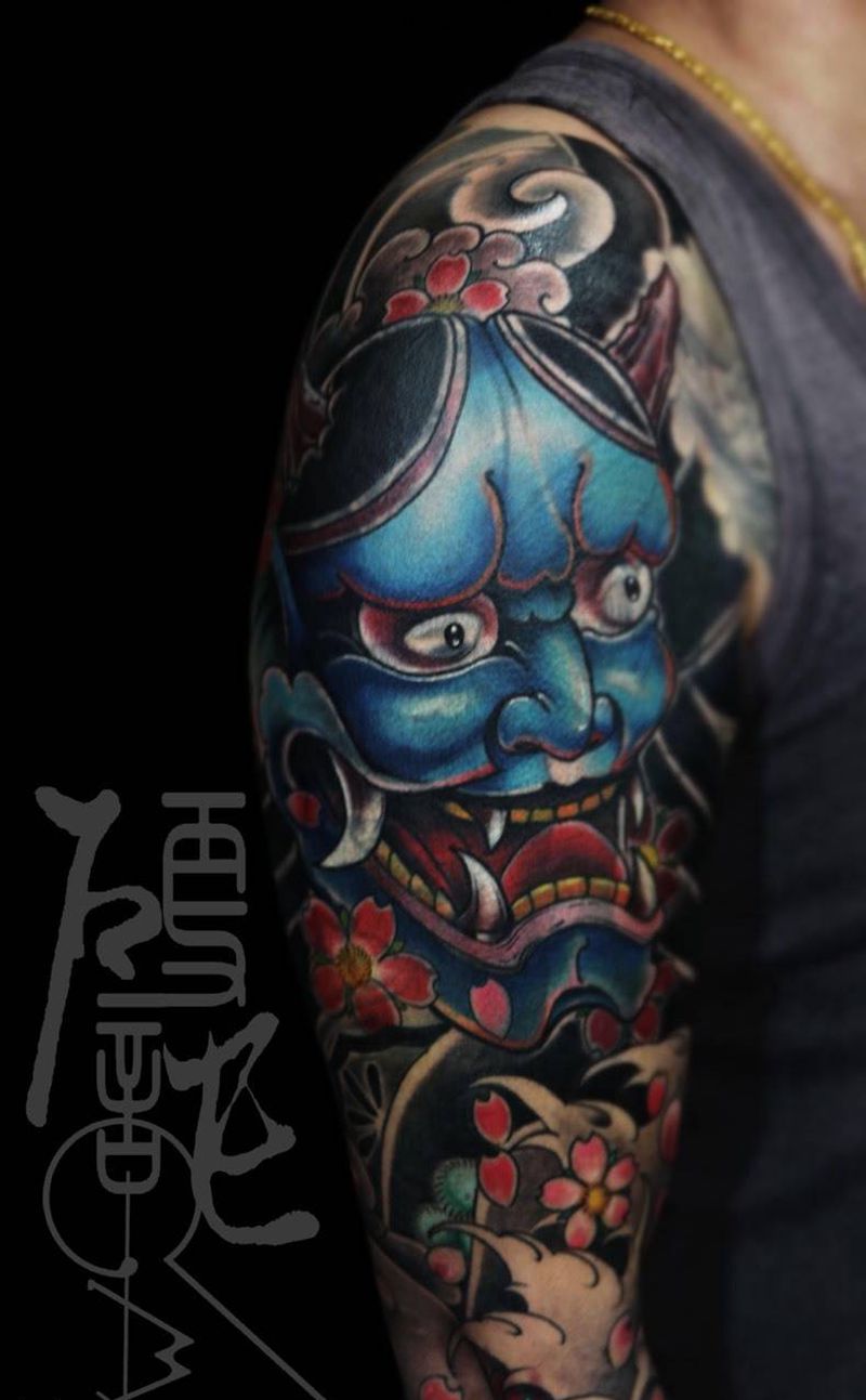 传统花臂纹身图片_传统腿部手臂脚部手部背部动物人物鬼神贴纸纹身图案
