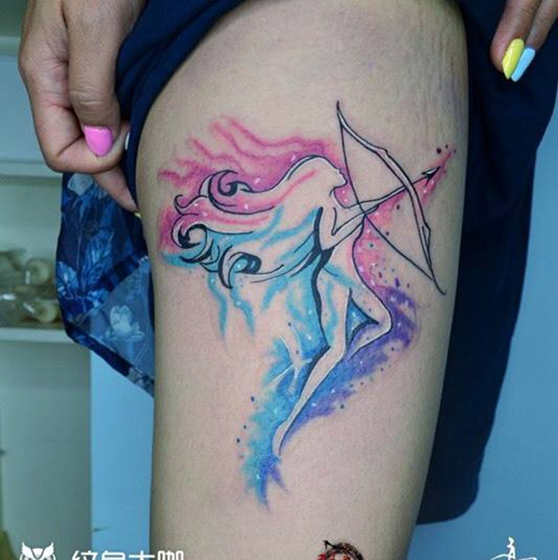 射手女h纹身图片