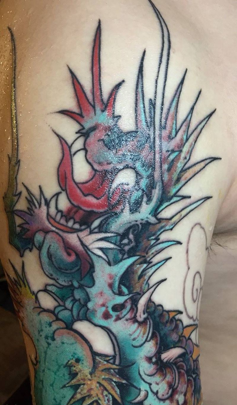 龙纹身图片_欧美传统手臂臀部腿部纹身图案