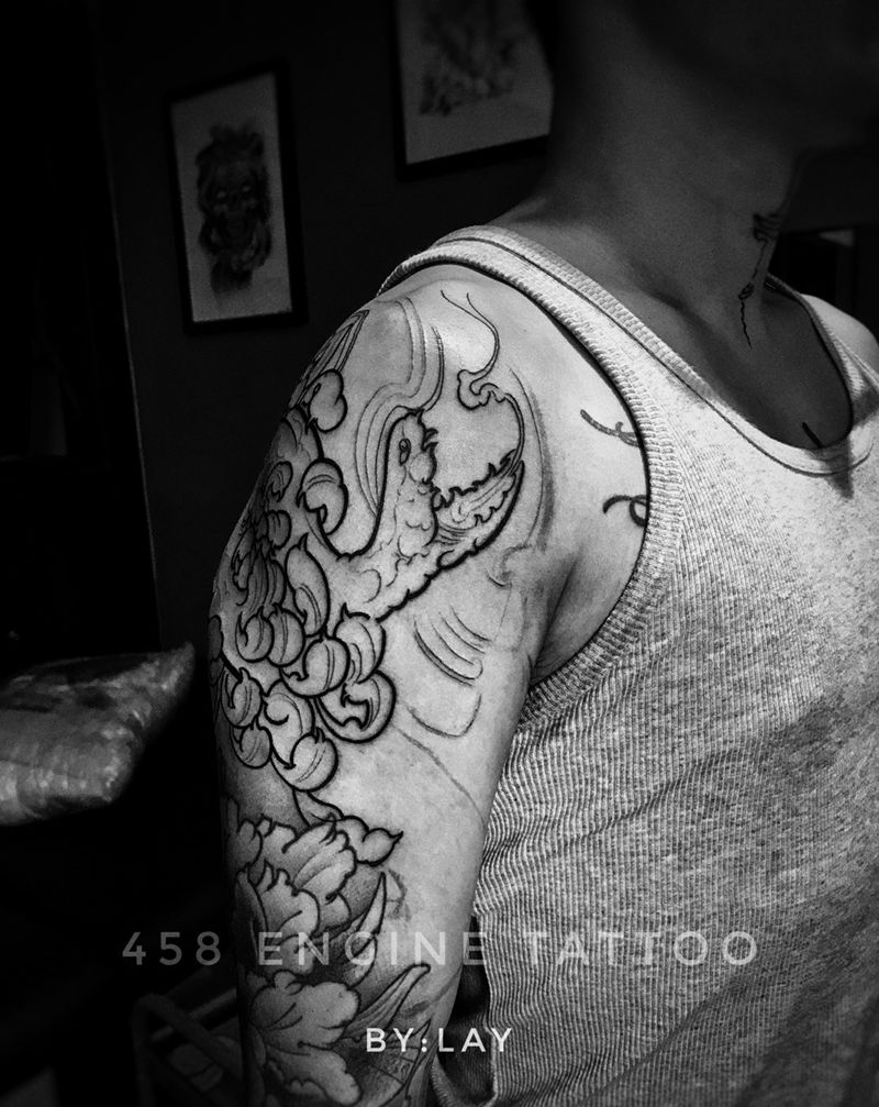 传统蛇割线纹身图片