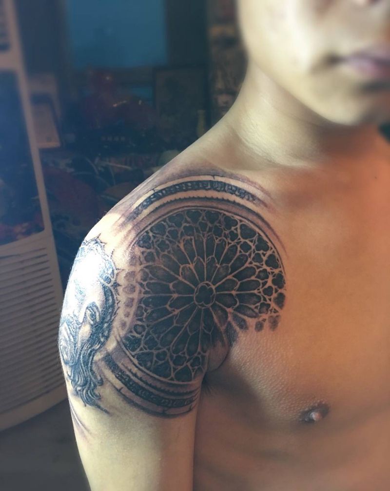 玫瑰窗纹身图片