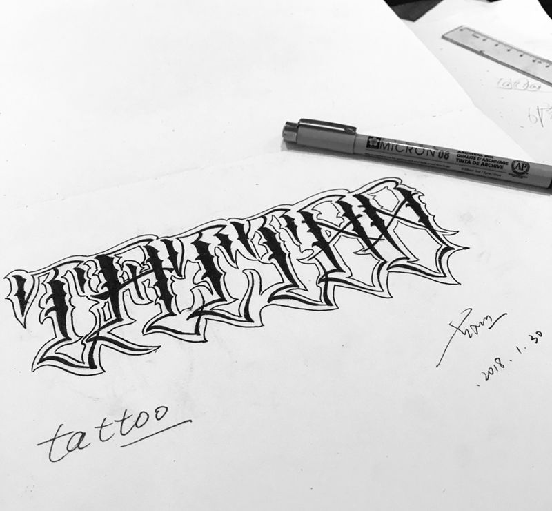 花体字tattoo纹身图片