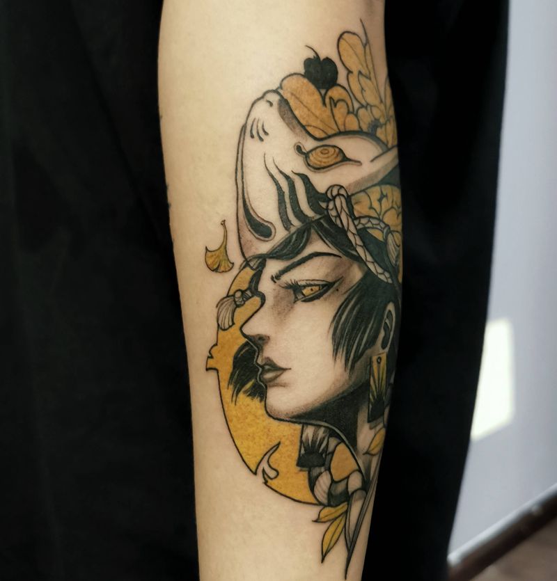 女忍纹身图片_手臂New School纹身图案