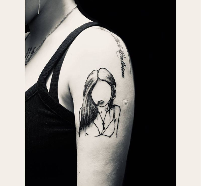 照片纹身图片_手臂几何New School纹身图案