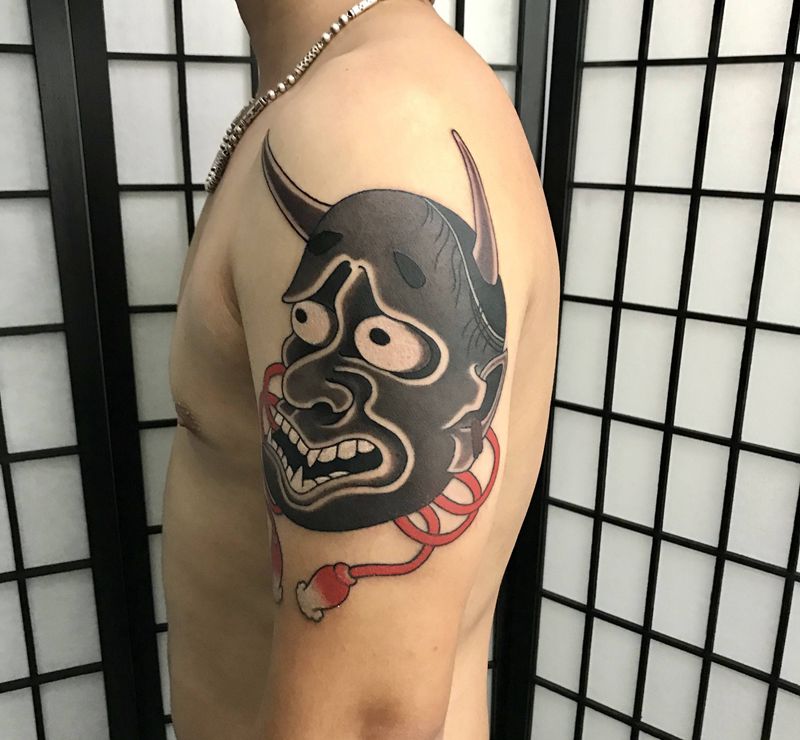 日式风格般若。纹身图片_手臂老传统纹身图案