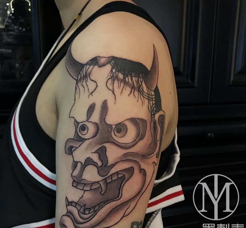 和风刺青般若。纹身图片_手臂老传统纹身图案