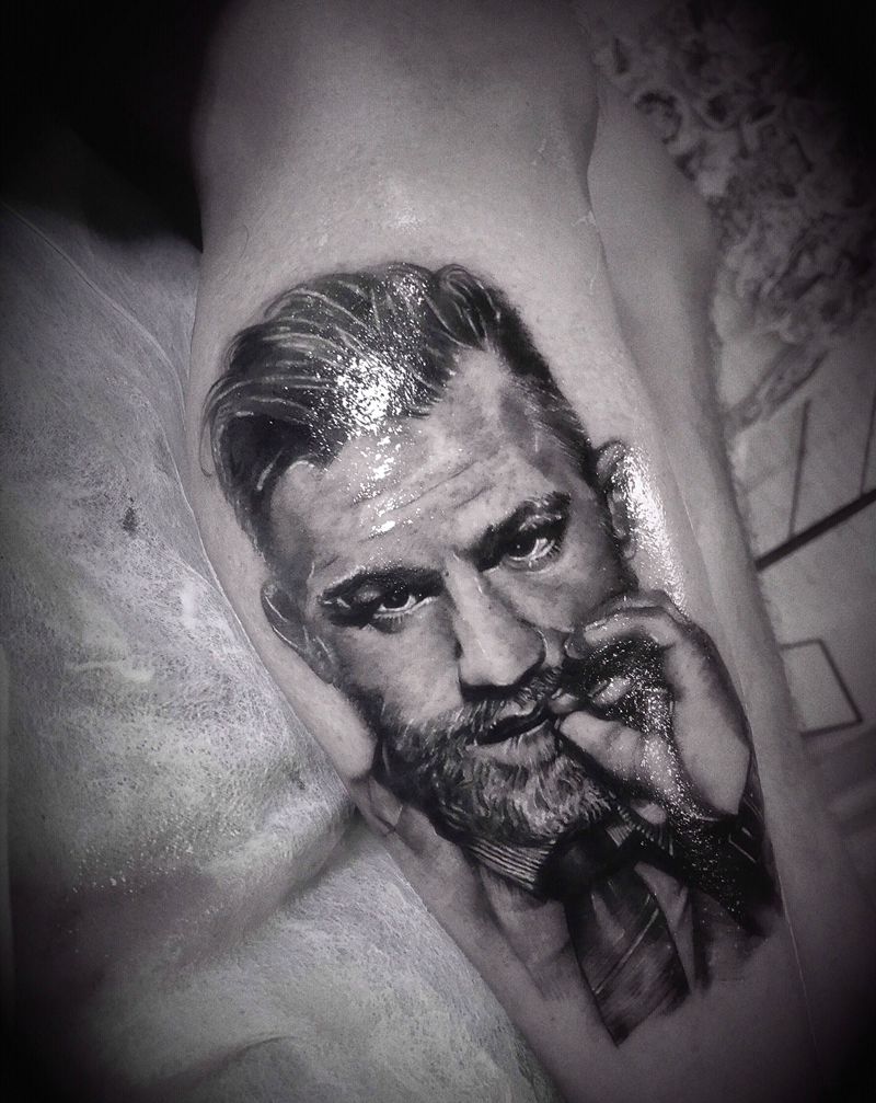 写实人物纹身图片_腿部欧美写实纹身图案