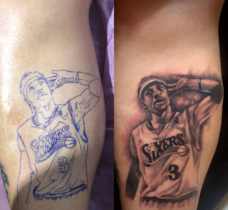 人物写实小图纹身图片_腿部欧美写实纹身图案