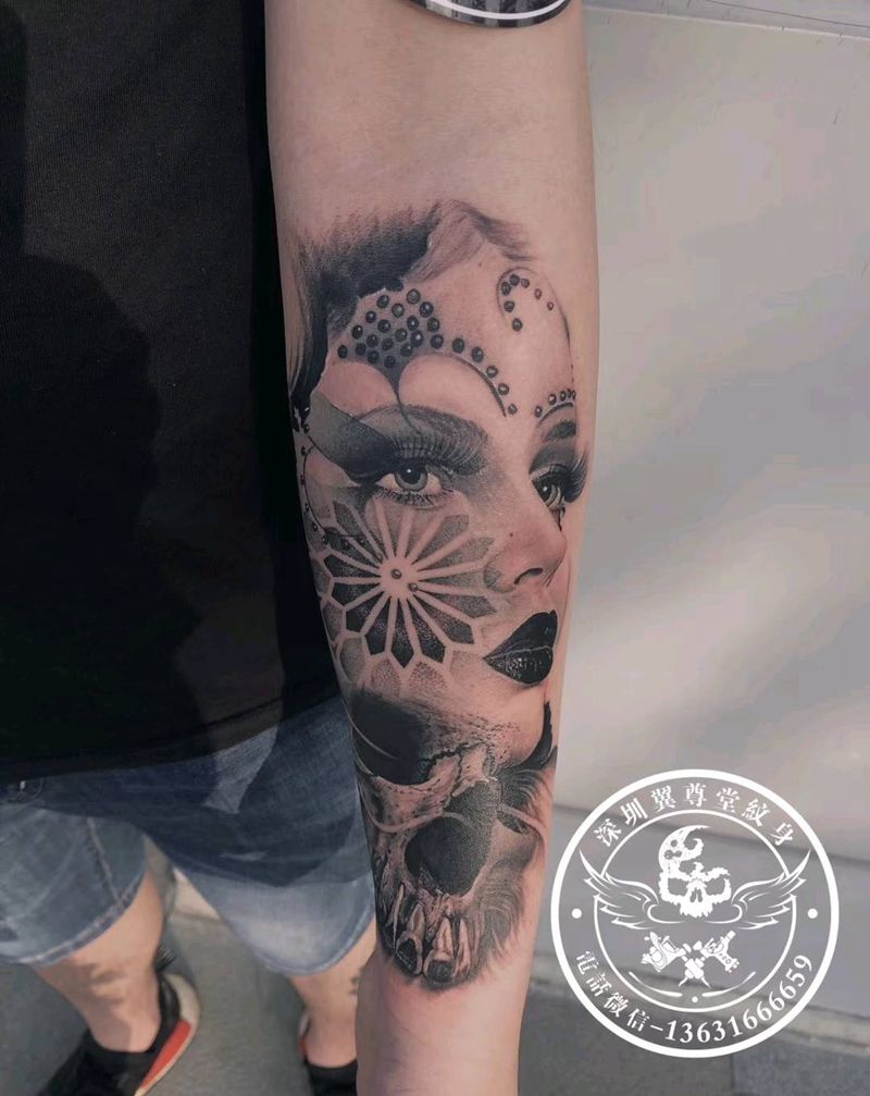 三亚参赛作品纹身图片_手臂欧美写实New School纹身图案