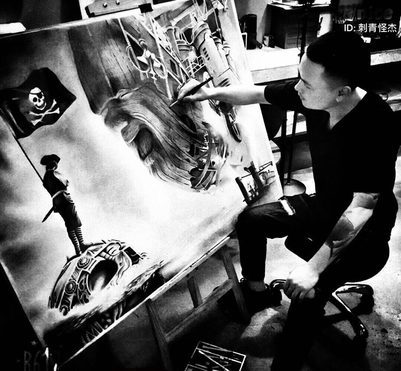 原创手稿 适合做满背～纹身图片_成品手稿写实欧美原创招满背模特纹身图案