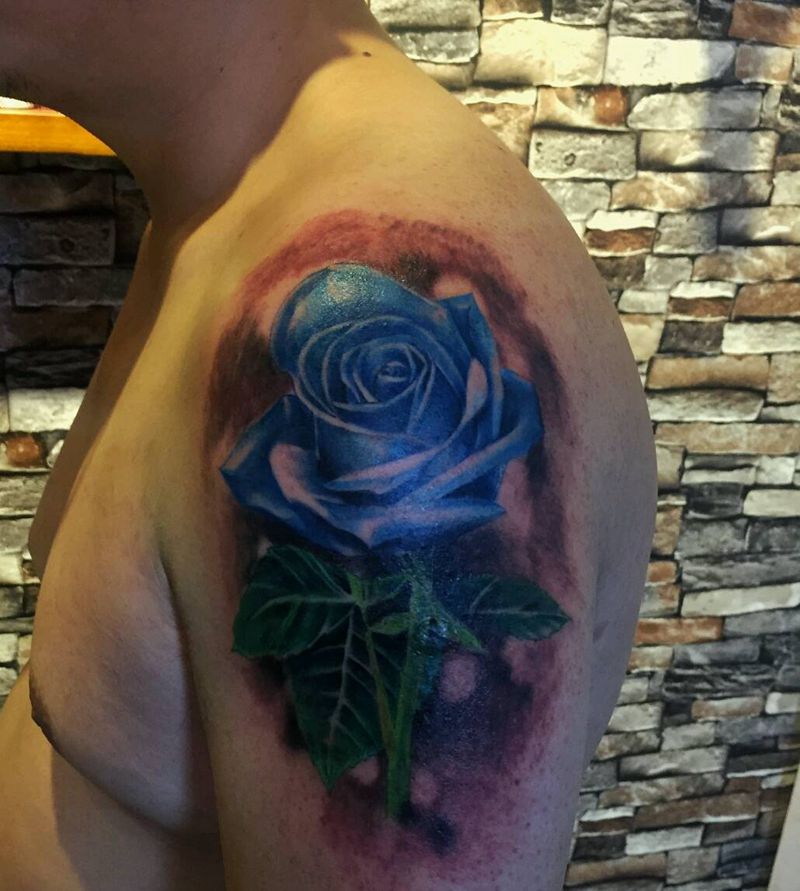 彩色花纹身图片