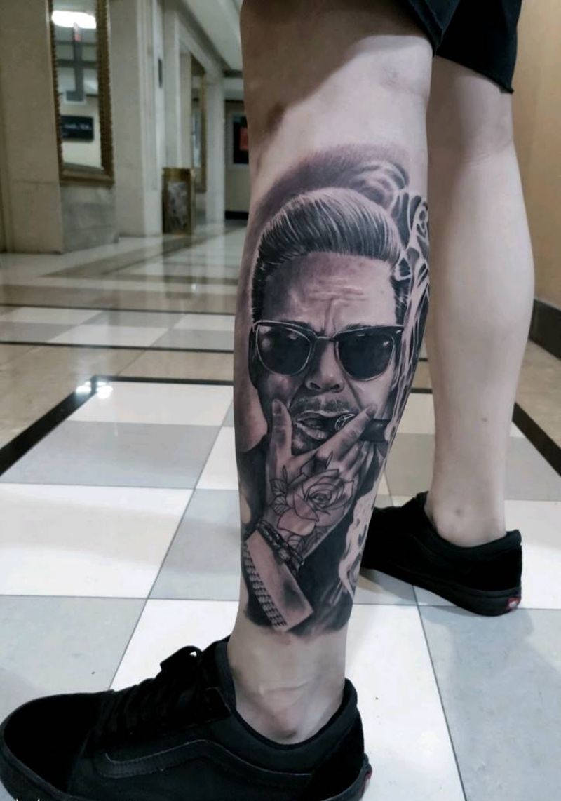 成功人士纹身图片_脚部欧美写实纹身图案