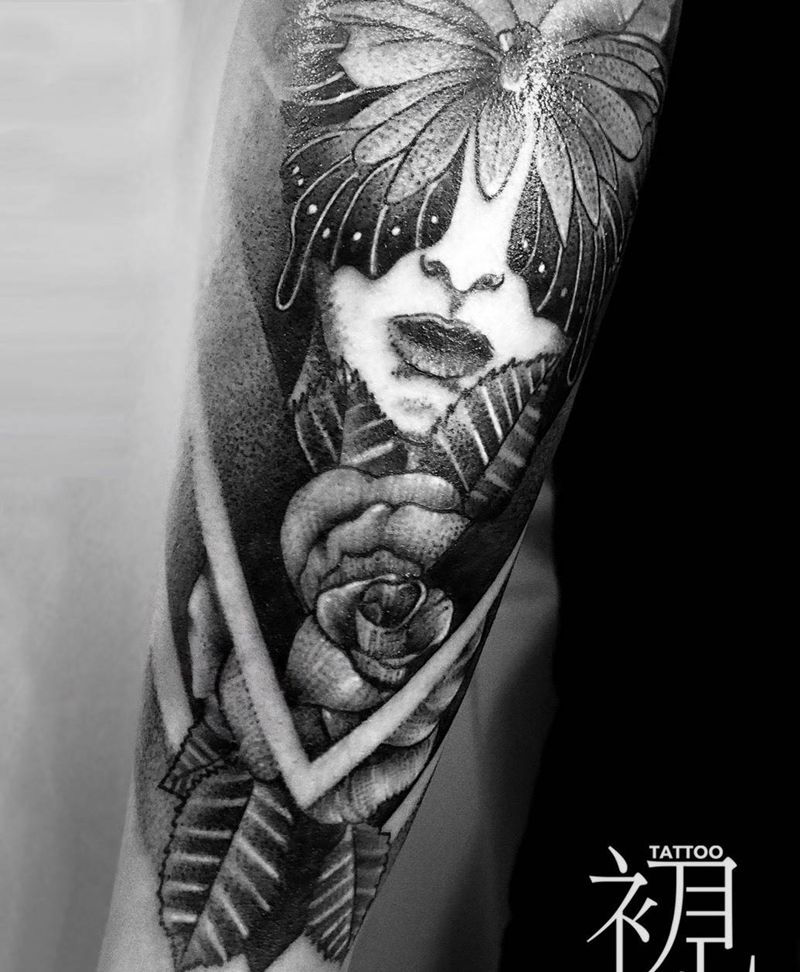 点纹身图片_成品欧美写实清新人物静物手臂手部纹身图案