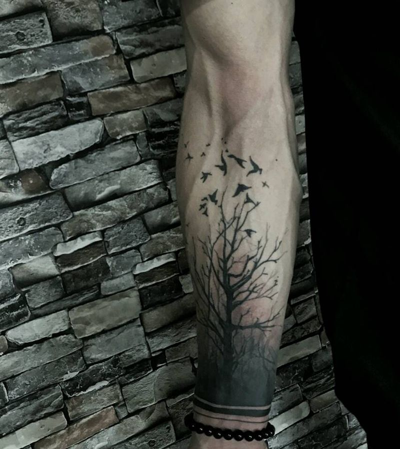 自然与鸟纹身图片