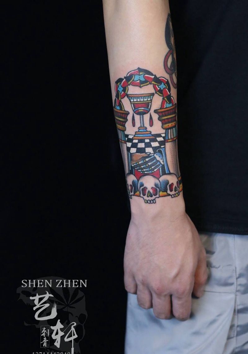 school纹身图片_成品手臂欧美纹身图案