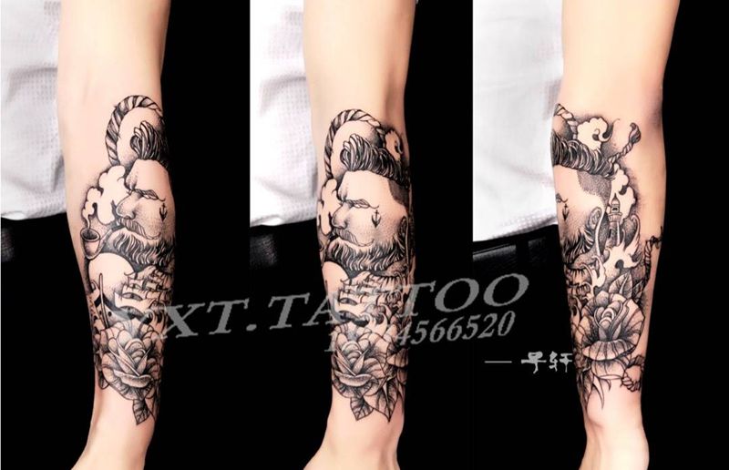 部分作品纹身图片_成品手臂清新欧美传统原创手部植物国画写实纹身图案