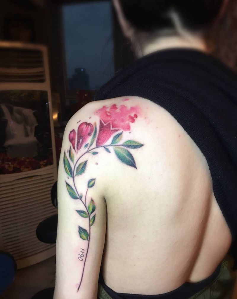 花花纹身图片_成品手臂清新植物静物纹身图案