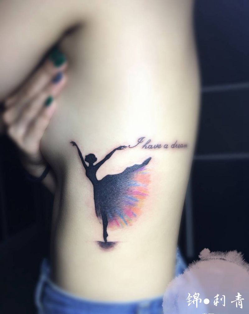 舞蹈梦想纹身图片_成品腰部清新人物静物图腾纹身图案