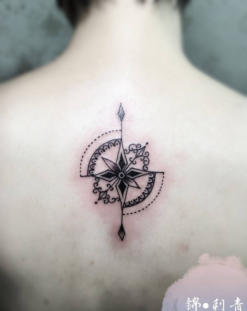 针纹身图片_成品背部清新图腾几何纹身图案