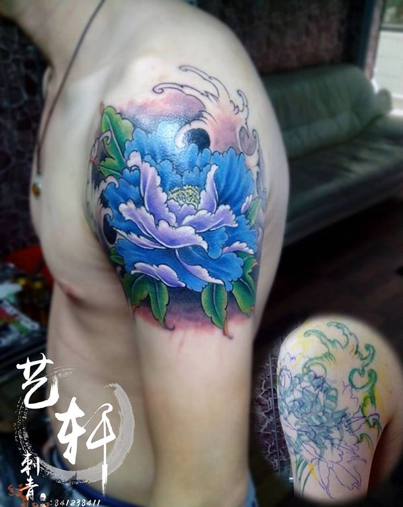 传统遮盖纹身图片_传统手臂植物纹身图案