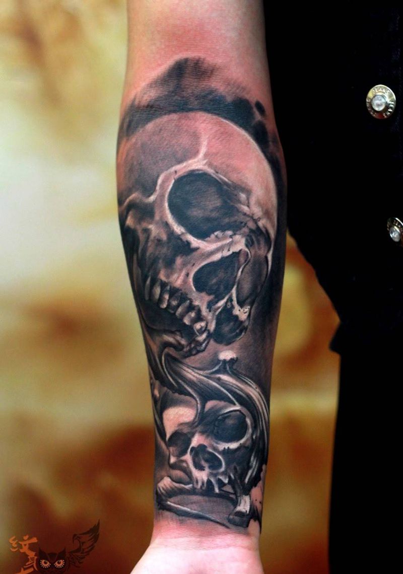 黑暗骷髅纹身图片