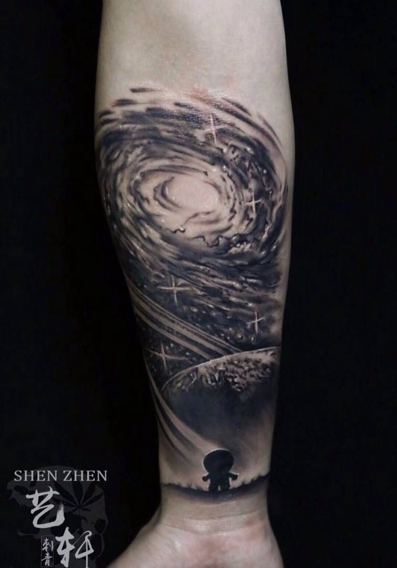 星空纹身图片_成品手臂欧美欧美写实纹身图案