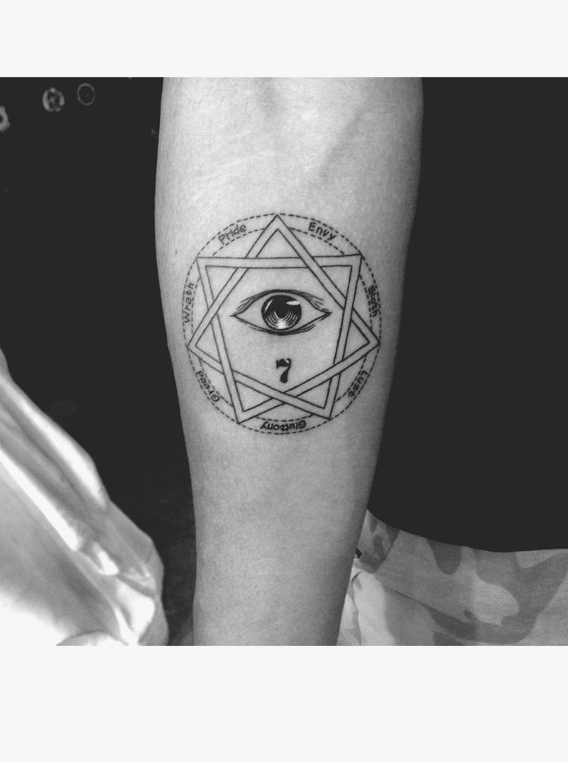 7纹身图片_成品手臂欧美清新几何字符原创纹身图案