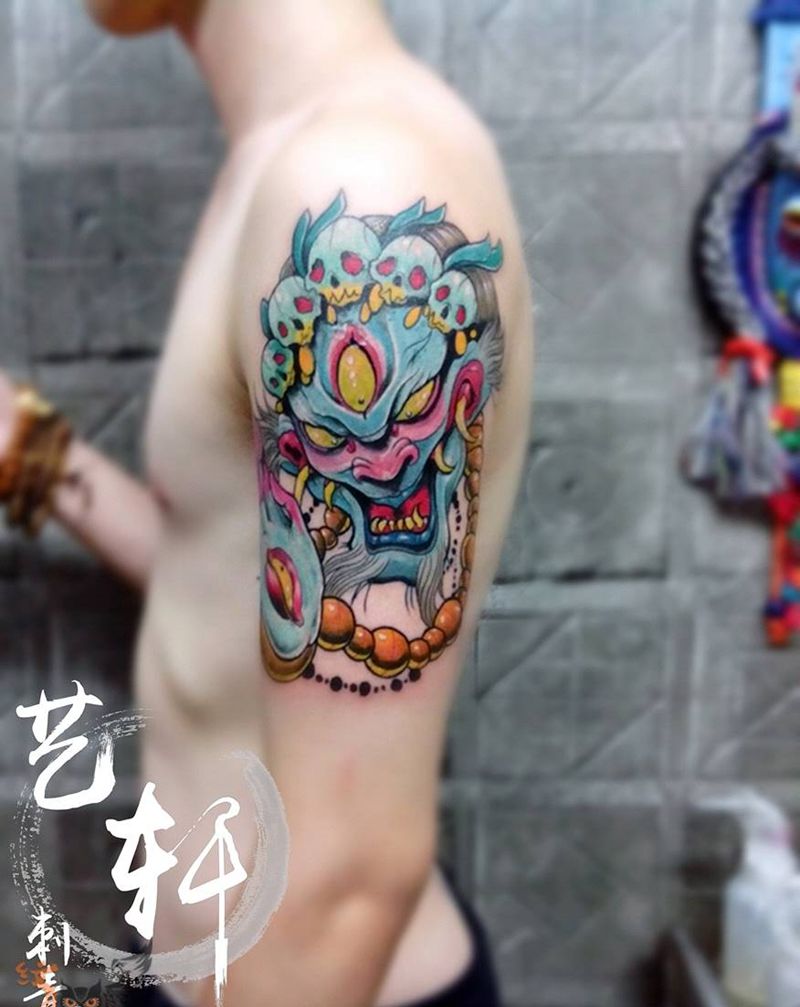 school大臂纹身图片_欧美手臂鬼神纹身图案